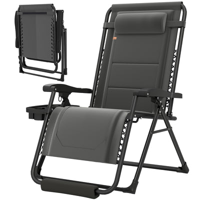 Zero Gravity Chair, Reclining Outdoor Lounger Chair with Cup Holder, 400 LBS Capacity
