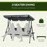 Outdoor 3-Seat Porch Swing with Canopy, Pillows and Steel Frame