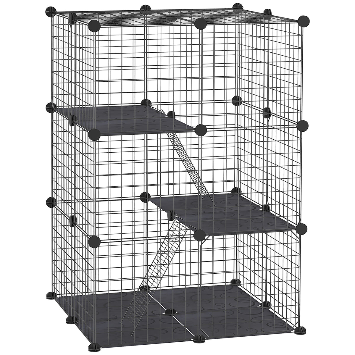 39 Pcs Small Animal Cage Bunny Hutch Portable Metal Wire with Ramps for Kitten Chinchilla
