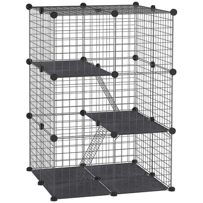39 Pcs Small Animal Cage Bunny Hutch Portable Metal Wire with Ramps for Kitten Chinchilla