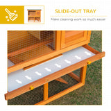 Wooden Rabbit Hutch, Indoor Outdoor Bunny Cage with Run, 2- Level Guinea Pig House with Slide-Out Tray