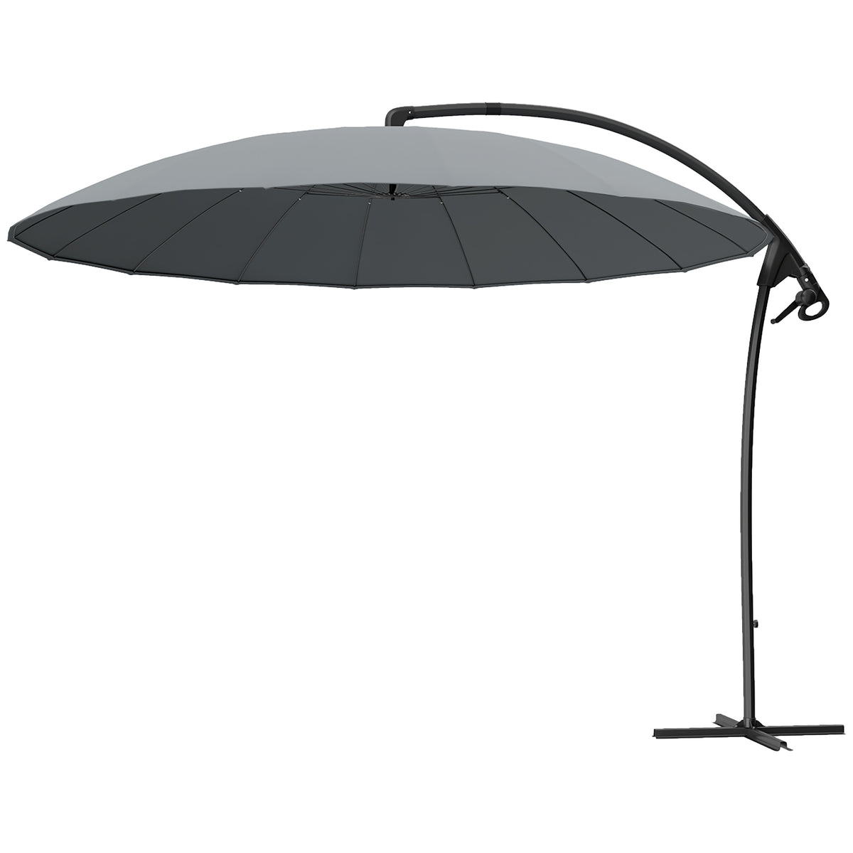 9FT Cantilever Umbrella with 16 Fibreglass Ribs, Offset Hanging Umbrella