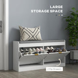 Rangement à chaussures avec siège, banc d'entrée rembourré, banc à chaussures avec 2 tiroirs basculants et 4 évents pour 8 paires