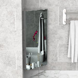 Meuble de Rangement Mural d'Angle de Salle de Bain en Acier Inoxydable avec Miroir et Porte Simple