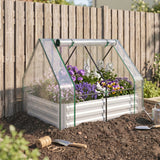 Steel Outdoor Raised Garden Bed with Greenhouse, 50