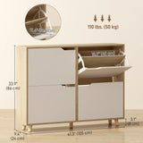 Narrow Shoe Cabinet, Shoe Storage Cabinet with 4 Flip Drawers and Adjustable Shelves for 16 Pairs of Shoes