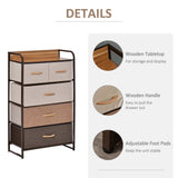 Dresser with 5 Drawers, Chest of Drawers with Metal Frame, Fabric Dresser for Living Room
