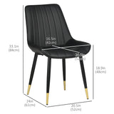 Dining Chairs Set of 2, Modern Kitchen Chair with PU Leather Upholstery and Steel Legs for Living Room