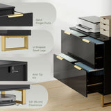 Lateral File Cabinet with 2 Drawers, Modern Filing Cabinet for Letter/A4/Legal Size Files