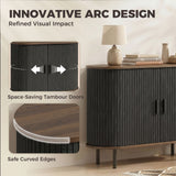 Sideboard Buffet Cabinet with Curved Tambour Doors and Storage