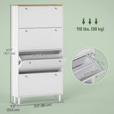 Narrow Shoe Cabinet with 4 Flip Drawers, Shoe Storage Cabinet with Adjustable Shelves, Holds 24–32 Pairs