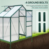 6.2' x 4.3' x 6.6' Clear Polycarbonate Greenhouse Large Walk-In Green House Garden Plants Grow Galvanized Base Aluminium Frame w/ Slide Door