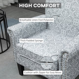 Upholstered Accent Chair, Single Armchair with Soft Linen Touch Fabric