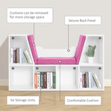 6-Cubby Bookcase with Seat Cushion, Cube Storage Shelf with Reading Nook for Home Office