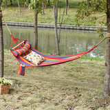 Cotton Hammock Portable Soft Swing Sleeping w/ Headrest & Side Pocket Deluxe Swing Chair for Beach