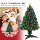 2.5FT Prelit Artificial Tabletop Christmas Tree with Fibre Optics Holiday Home Xmas Decoration for Table and Desk Geen