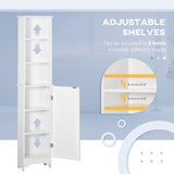 Tall Bathroom Storage Cabinet, Freestanding Linen Tower with 3-Tier Open Adjustable Shelf