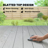 Rectangular Patio Table for 6, Outdoor Dining Table with Wood-Plastic Composite Top and Steel Frame for Garden