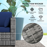 3-Seater Patio Sofa with Cushions, Rattan Conversation Set with Steel Frame & Washable Cushion Covers
