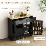 10 Gallon Hidden Garbage Bin Cabinet, Tilt Out Trash Cabinet w/ 2 Drawers
