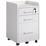 3 Drawer File Cabinet with Lock and Edged Top, Lockable Filing Cabinet on Wheels for Letter and A4 Size