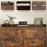 Narrow Shoe Storage Cabinet with 4 Flip Drawers, Adjustable Shelves, 16 Pair Farmhouse Shoe Cabinet