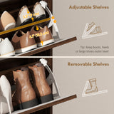 Shoe Cabinet with 2 Flip Drawers Narrow Shoe Storage Cabinet with Top Shelf for Entryway Hallway