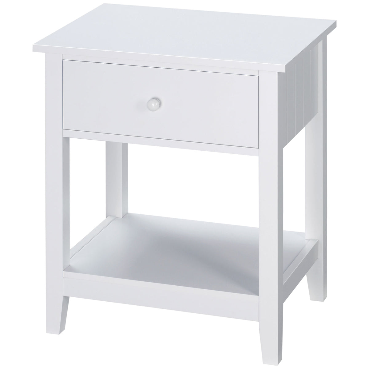 Modern Style Nightstand, Small End Table with Drawer and Storage Shelf for Bedroom