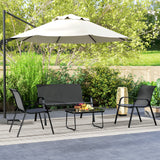 4 Pieces Outdoor Furniture Set with 2 Stackable Chairs, Patio Conversation Set with Glass Coffee Table