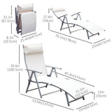 Outdoor Folding Chaise Lounge Chair Steel Portable Recliner with 7 Adjustable Backrest Positions