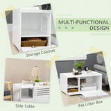 Hidden Cat Litter Box Furniture, Cat Litter Box Enclosure with Storage Compartments and Side Table Function