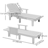 Set of 2 Tanning Chair, 5 Positions Adjustable Outdoor Lounge Chairs with Foldable Side Table