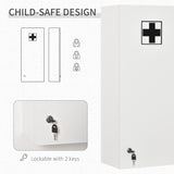 Armoire à pharmacie murale, armoire de salle de bain verrouillable à 5 niveaux avec 2 clés et étagères réglables