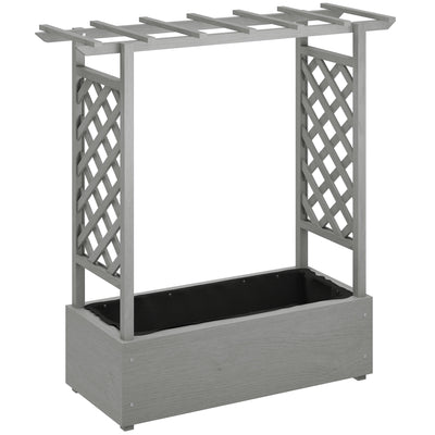 Wooden Raised Garden Bed with Trellis, Outdoor Planter Box with Hanging Roof