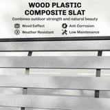 2 Person Outdoor Glider Bench, Patio Glider Loveseat with Faux Wood Slatted Seat and Back, Steel Frame
