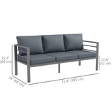 Aluminum Garden Sofa, 3-Person Outdoor Couch