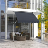 6.6'x5' Manual Retractable Patio Awning Sun Shelter Window Door Deck Canopy