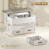 Table Basse Moderne, Table de Centre avec Plateau Relevable, Tiroirs en Tissu et Rangement Caché pour Salon