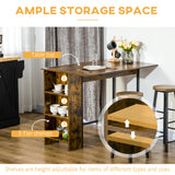 Table hauteur comptoir avec abattant, table de bar extensible avec étagère de rangement réglable