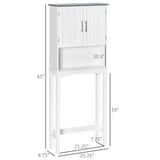 Modern Over The Toilet Storage Cabinet, Double Door Over Toilet Bathroom Organizer with Adjustable Shelf and Open Shelf