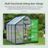Serre en polycarbonate transparent 6,2' x 6,3' x 6,6' grande serre de promenade de jardin cadre à feuille galvanisée avec porte coulissante