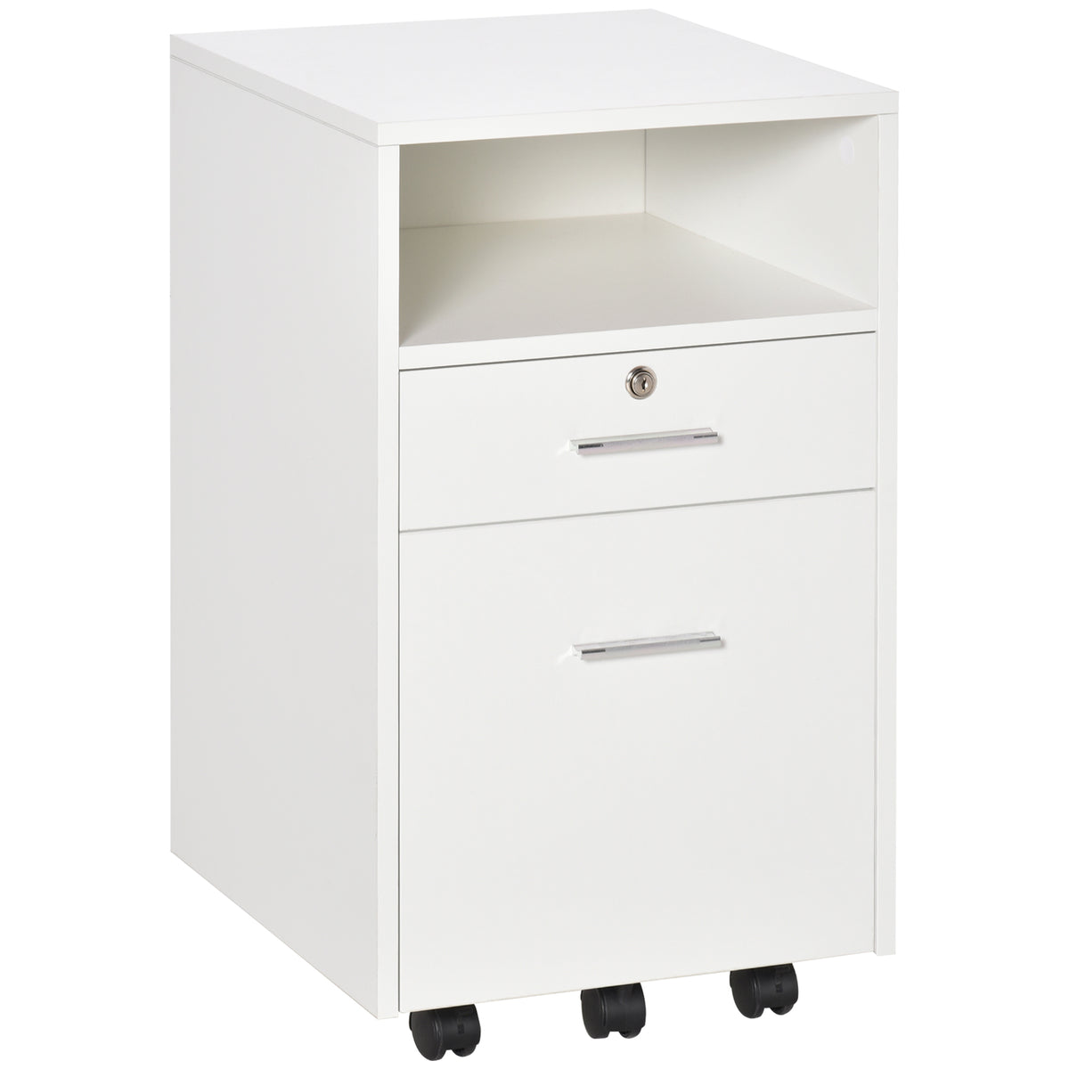 Small Filing Cabinet with 2 Drawers, Lockable Home Office Storage Cabinets on Wheels for A4, Letter Size