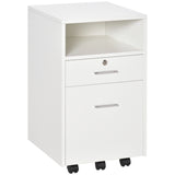 Small Filing Cabinet with 2 Drawers, Lockable Home Office Storage Cabinets on Wheels for A4, Letter Size