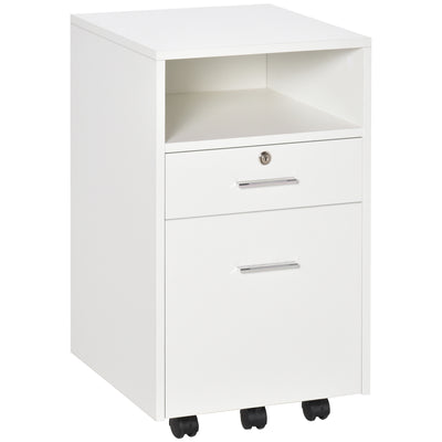 Small Filing Cabinet with 2 Drawers, Lockable Home Office Storage Cabinets on Wheels for A4, Letter Size