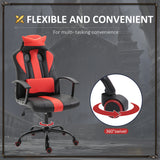Chaise de bureau pivotante en similicuir, style course, dossier haut, avec support lombaire et coussin pour le gaming ou le travail