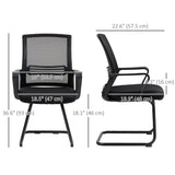 Ergonomic Desk Chair No Wheels, Padded Mesh Office Reception Chair with Sled Base