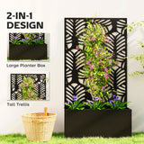 Metal Garden Bed with Trellis for Climbing Plants