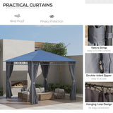 10' x 10' Polycarbonate Hardtop Gazebo Canopy, Outdoor Patio Gazebo with Aluminum Frame & Curtains