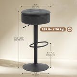 Set of 2 Barstools with Storage, Swivel Bar Stools with PU Leather Upholstered, Footrest, Steel Base