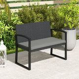 2 Seater Outdoor Bench, Steel Frame for Patio